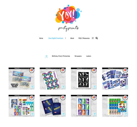 Yay Party Prints Portfolio Website Examples