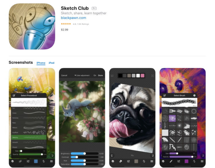Sketch Club app IOS screenshot