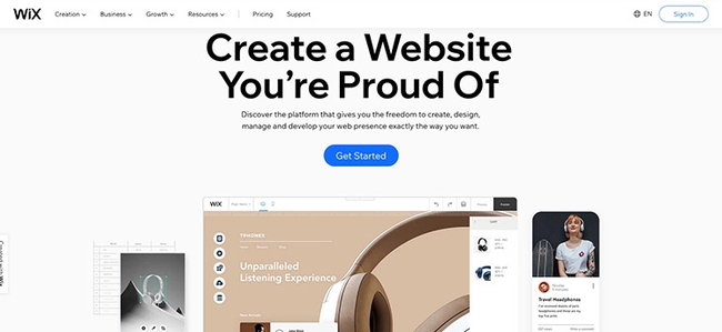 Wix, website builder for designers and small business