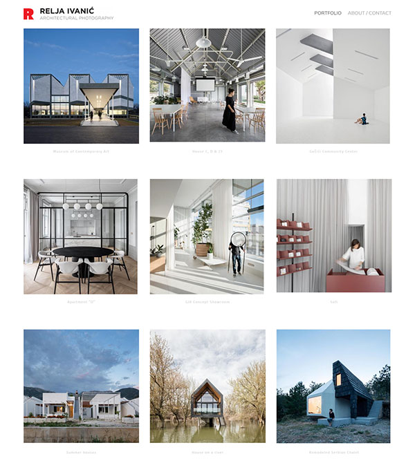 Relja Ivani - Architectural photography website built using Pixpa