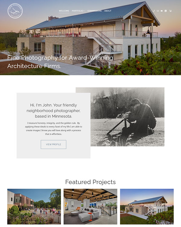 John Magnoski - Architectural, Fine art photography website built using pixpa