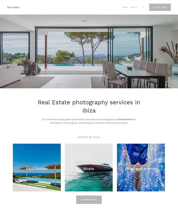 Dario Sanz - Real estate photography website built using pixpa