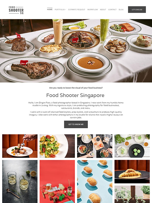 Dirgan Fasa - Food photography website built using Pixpa