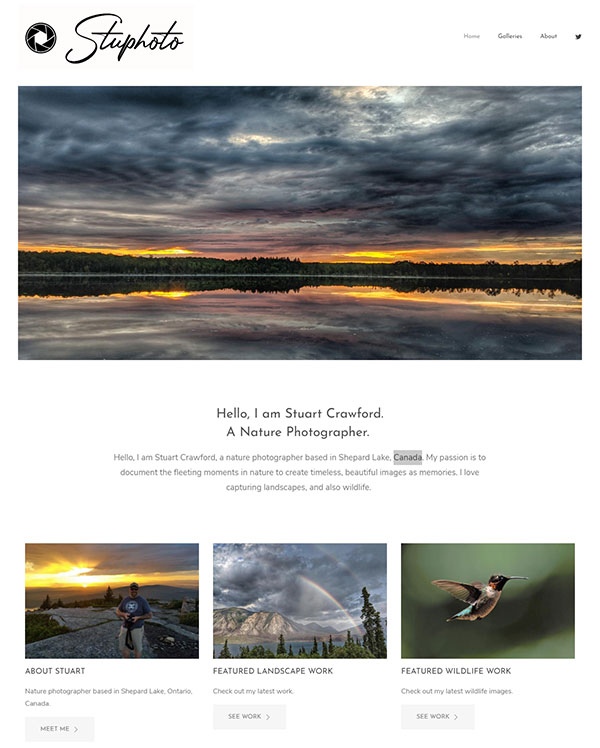 Stuart Crawford - Photography portfolio website using pixpa