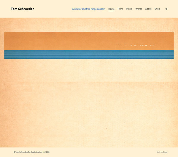 Tom Schroeder - Sitio web de animación construido con Pixpa