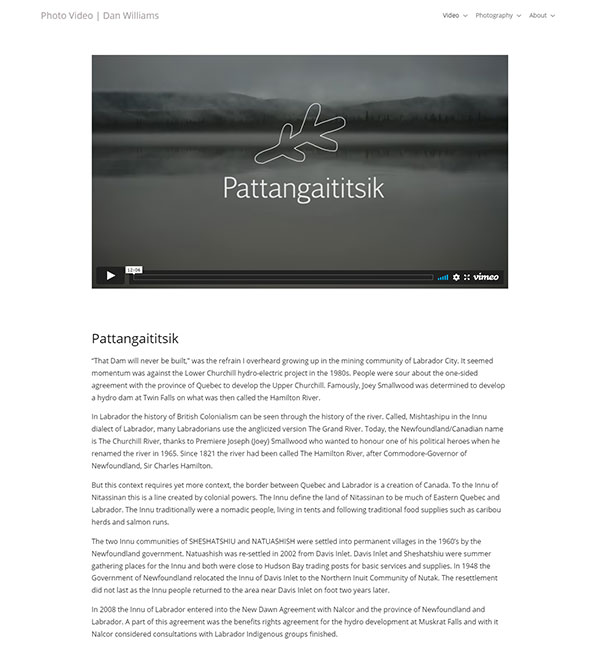 Daniel Williams - Videographer portfolio website - Pixpa