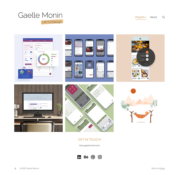 Gaelle Monin - UI/UX designers Portfolio Website on pixpa