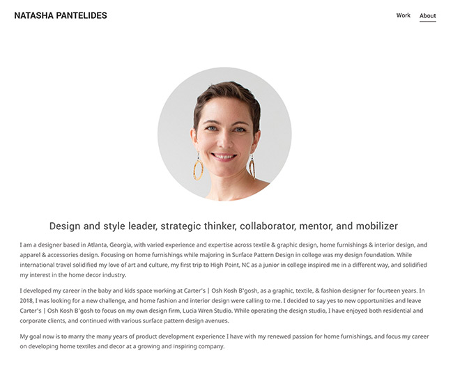 Interior Designer Natasha Pantalides About Me Page