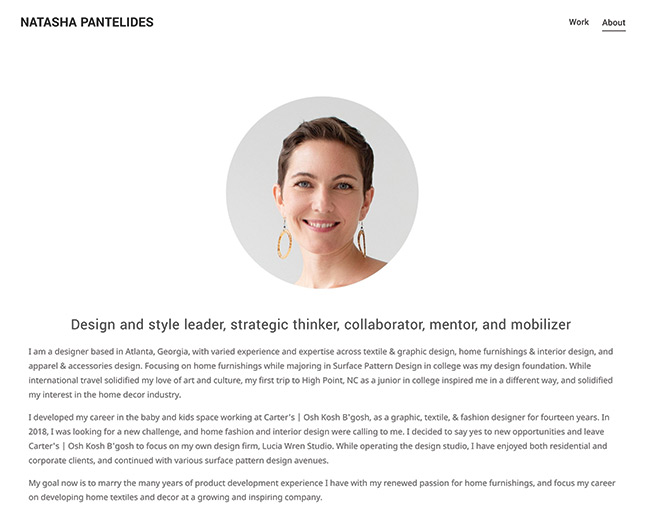 Diseñadora de interiores Natasha Pantalides Página sobre mí