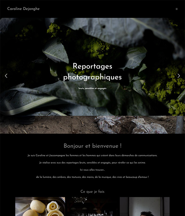 Caroline Dejonghe - Portrait and Artisan Photographer Portfolio website - pixpa