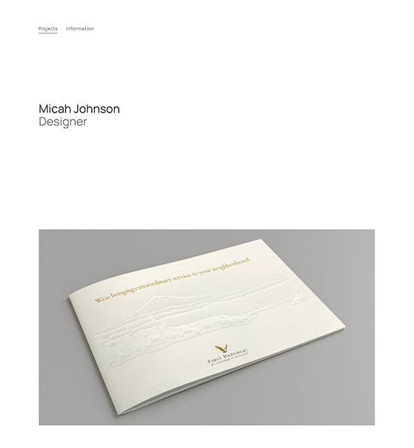 Micah- Designers portfolio website - Pixpa