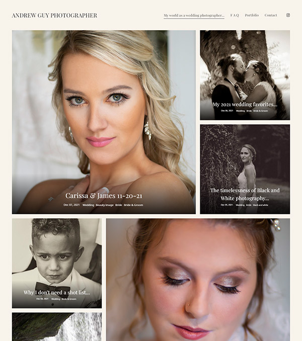 Andrew - Wedding Photographer's portfolio website - pixpa