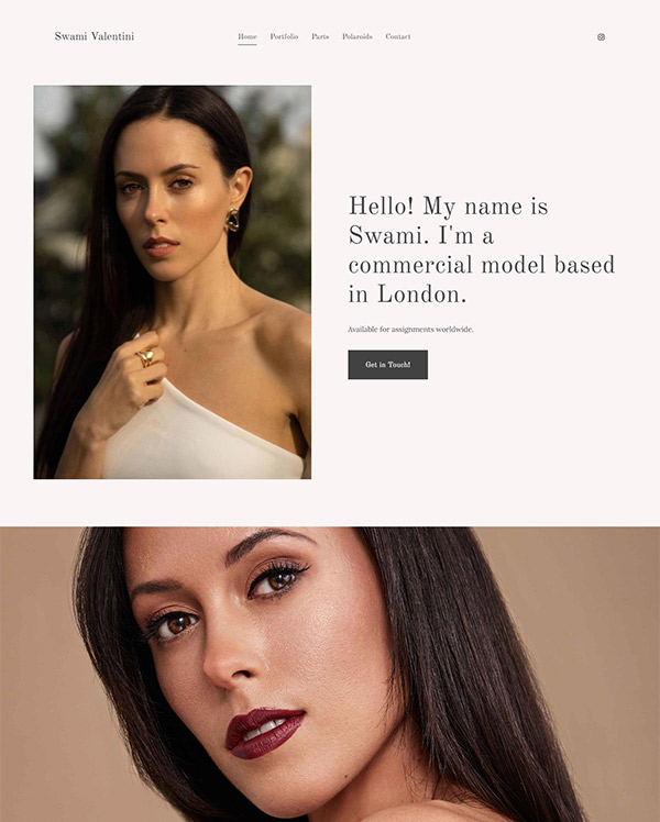 Swami - Sitio web de la cartera de modelos de moda - pixpa