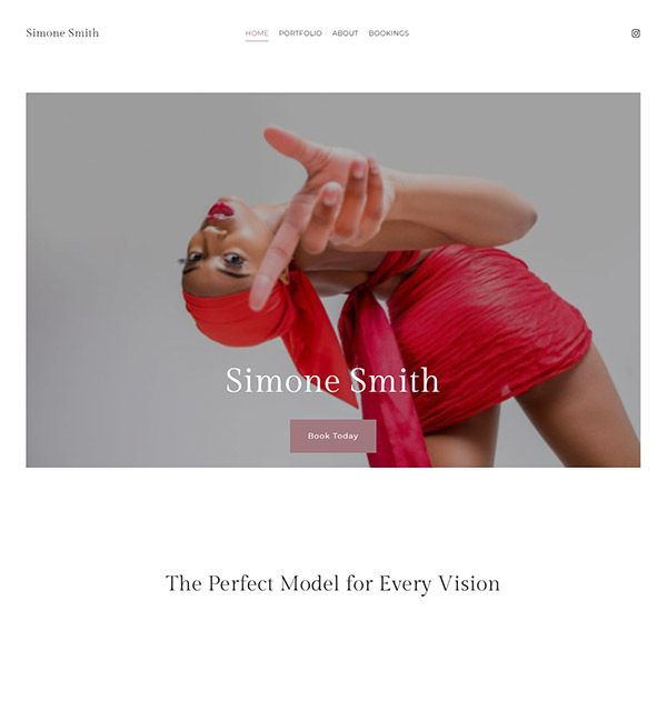 Simone - Professional Model portfolio website - pixpa