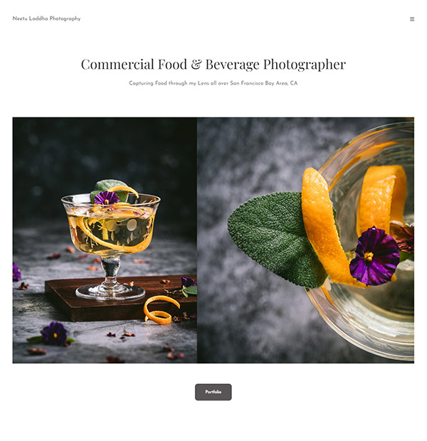 Neetu - Commercial food photographer portfolio website - pixpa