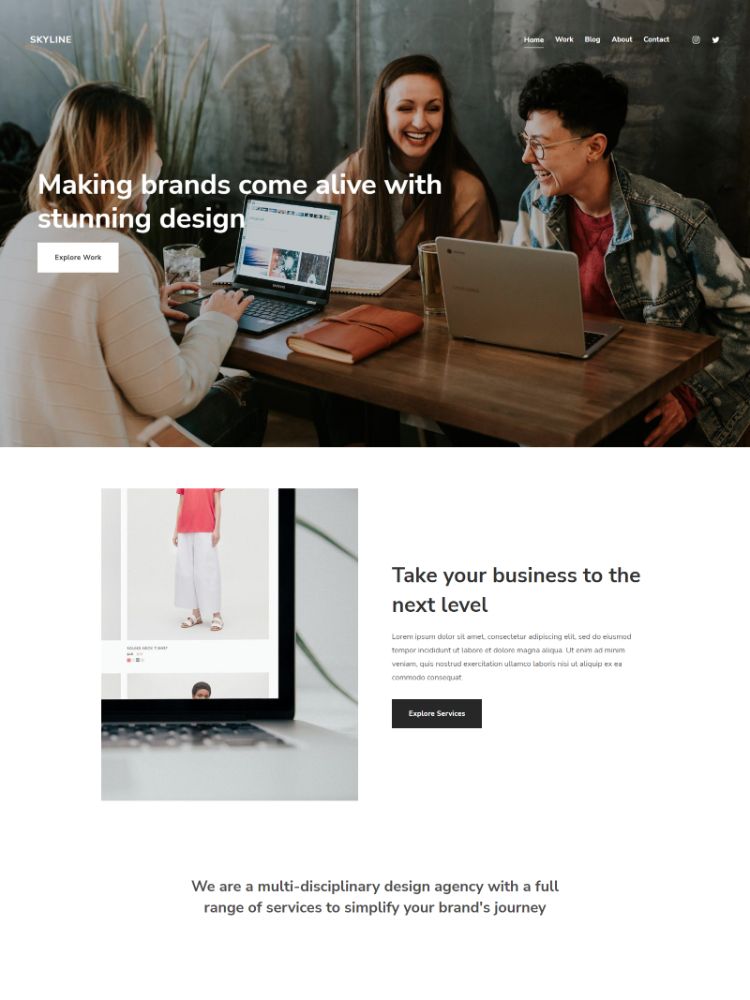 Skyline - Pixpa Small Business Website Template