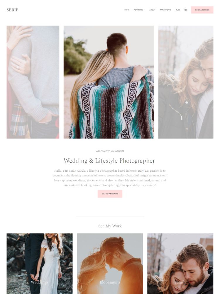 Serif -  Pixpa Wedding Portfolio Website Template