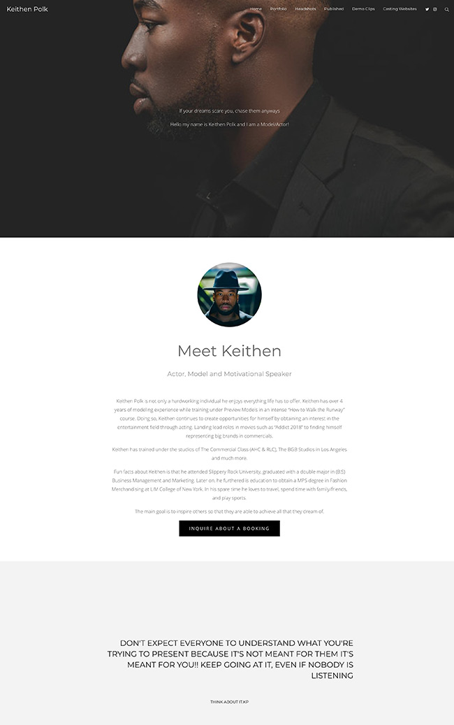 Keithen modeling portfolio website