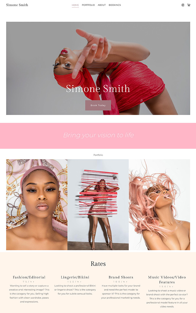 Simone Smith Model Portfolio