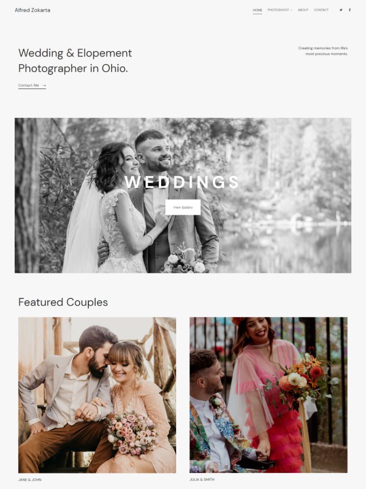 Clarion - Pixpa Wedding Portfolio Website Template