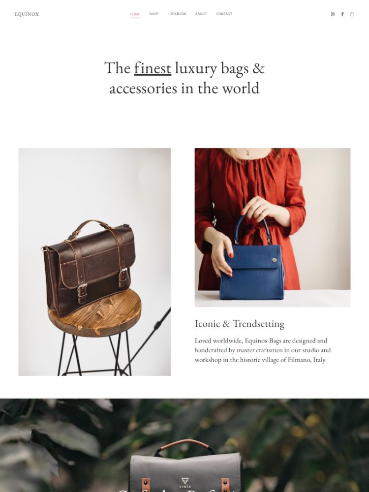 Equinox -  Pixpa Fashion Portfolio Website Template
