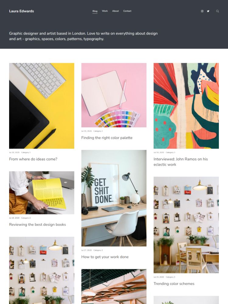 Sundance -  Pixpa Graphic & Web Design Website Template