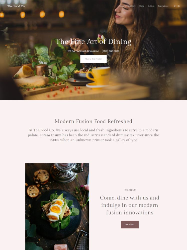 Meta - Restaurant Website Template by Pixpa