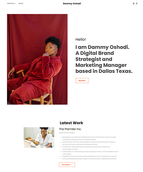 Dammy Oshodi Portfolio Website Examples
