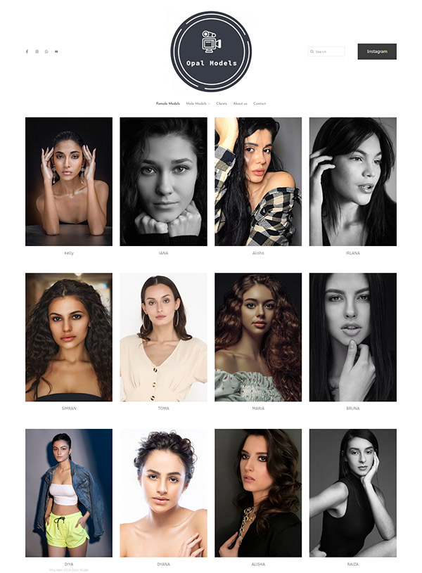 Opal Models Portfolio Website Examples