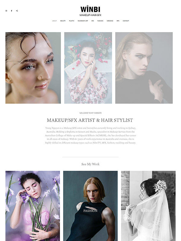 Winbi Makeup Portfolio Website Examples