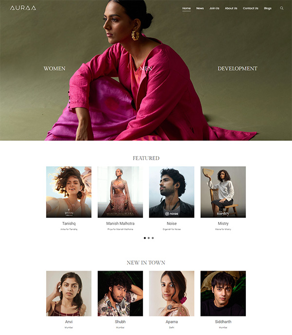 Auraa Models Portfolio Website Examples